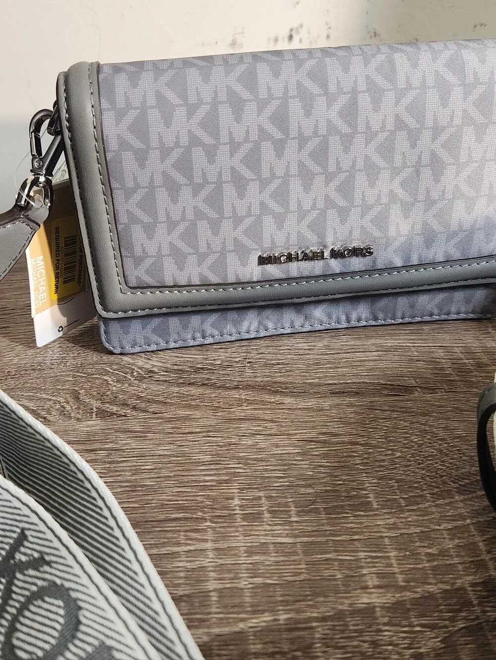 Michael Kors Gray MK Signature Crossbody Wallet